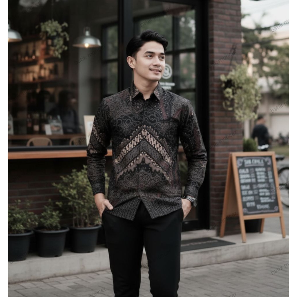 Baju Kondangan Pria Baju Batik Premium Kemeja Batik Cowok Motif Etnik Silver