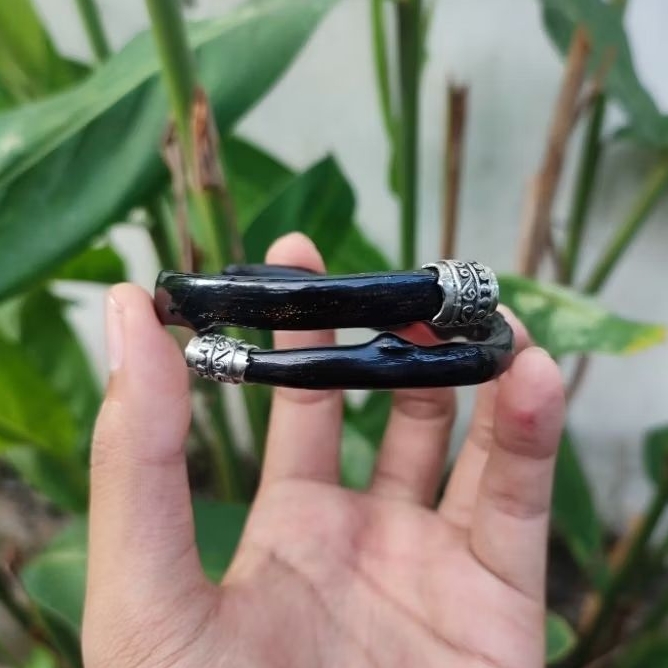 Gelang Akar Bahar Hitam Polos Variasi Alpaca Original / Akar Bahar Asli
