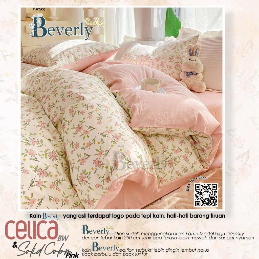 sprei celica beverly / sprei bunga shabby / sprei bunga pink / sprei polos pink