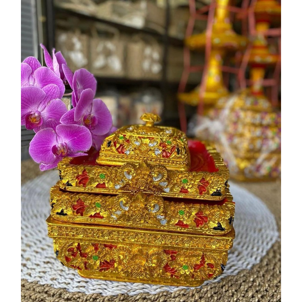 bokor kotak fiber oval susun 2 premium banyak motif