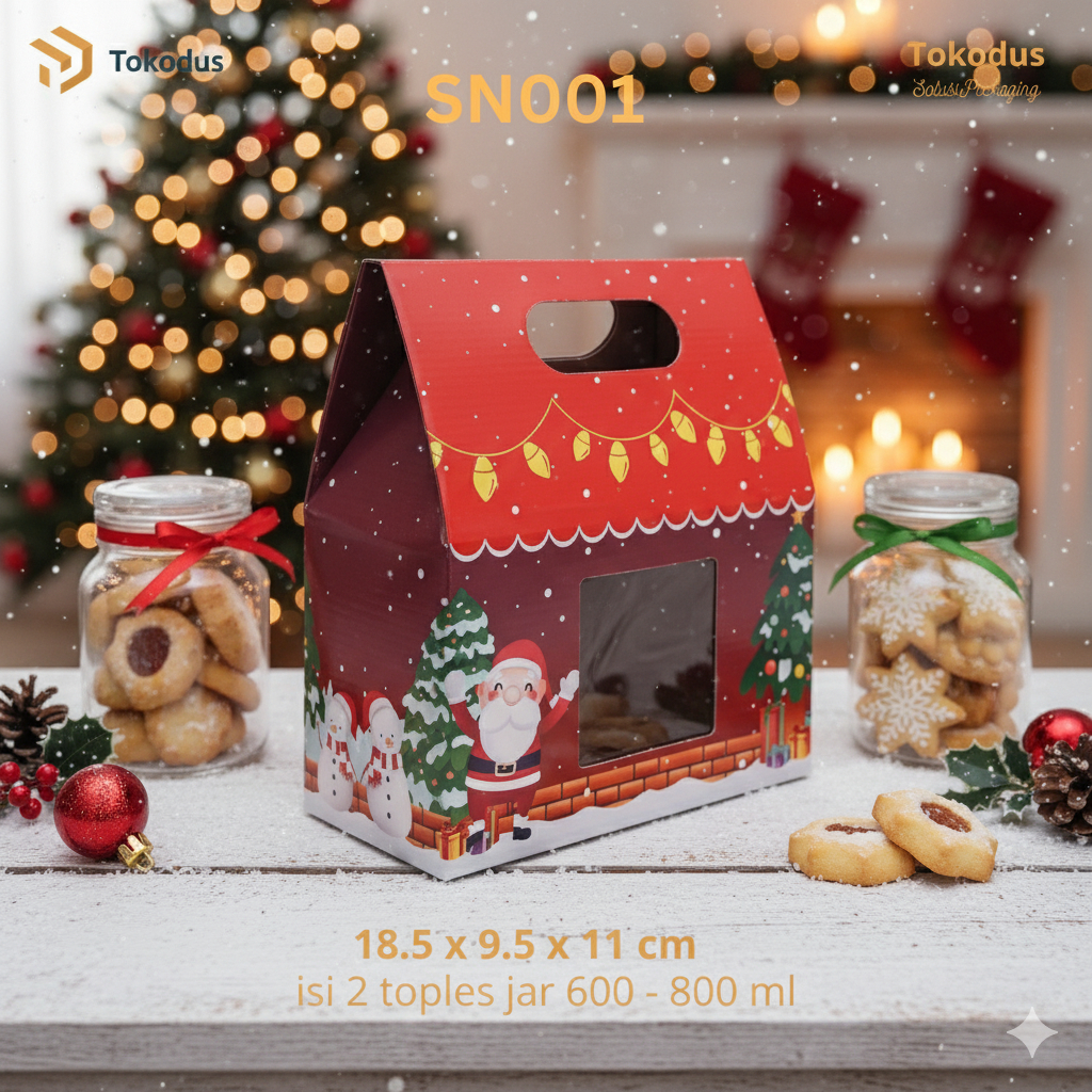 Dus Kue | Dus Natal | Dus kue kering | Dus Hampers Natal 18.5 x 9.5 x 11 - Tokodus Cibaduyut