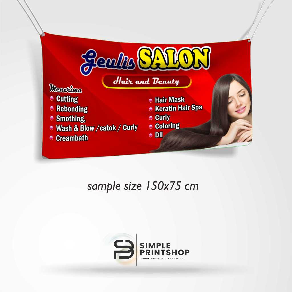 Spanduk Banner Geulis Salon Model Menyamping Free Custom Design