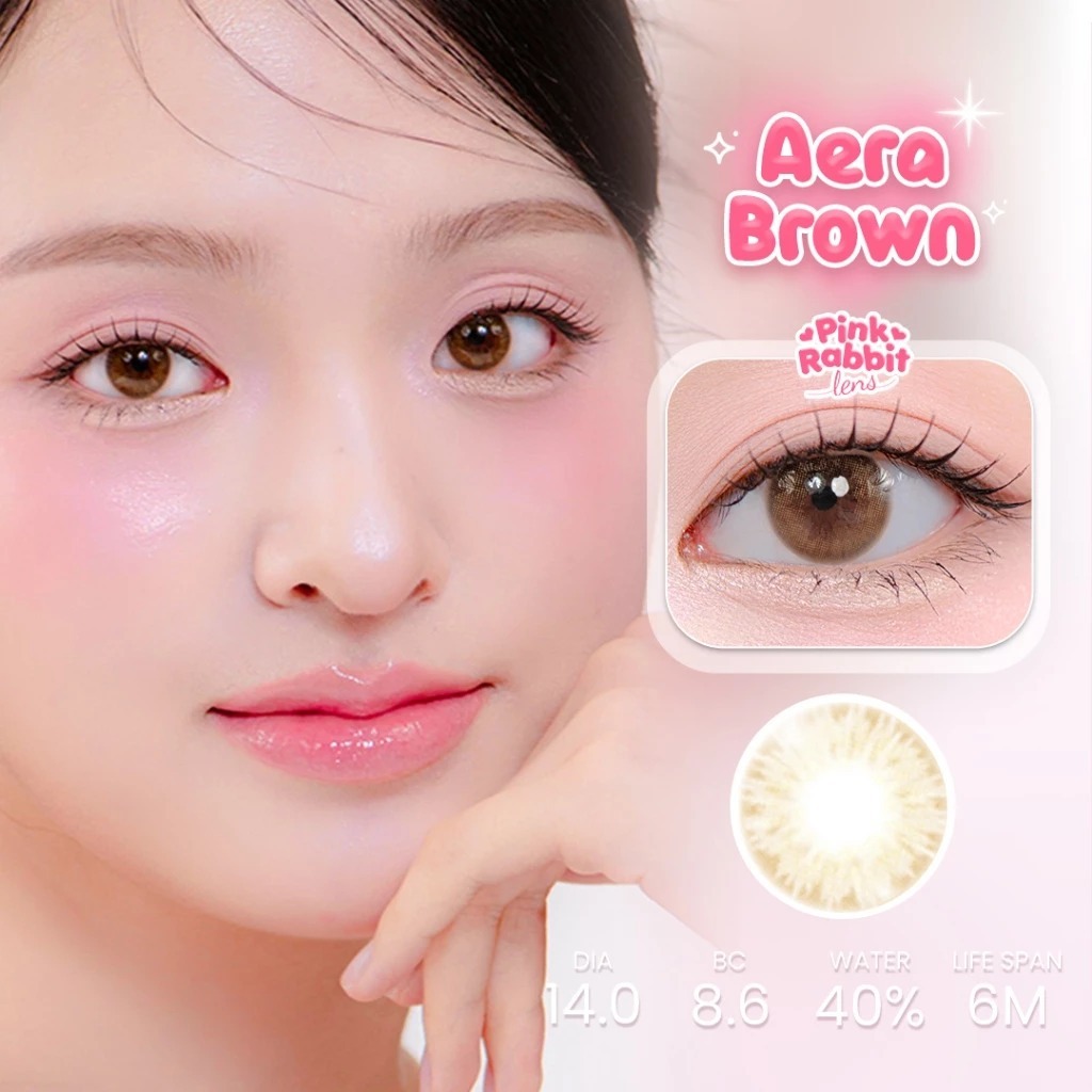 SOFTLENS PINKRABIT AERA BROWN 14 MM BY PINK RABBIT FREE LENSCASE (1PCS / 1 MATA) / SOFTLENS PREMIUM 