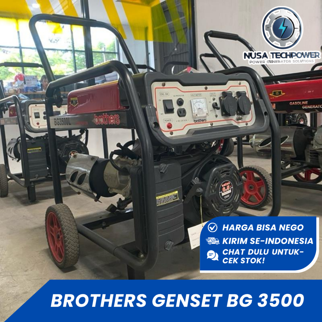Brothers Genset Bensin Portable BG3500L Super Heavy Duty Silent Built Up Bergaransi 1 Tahun Harga Te