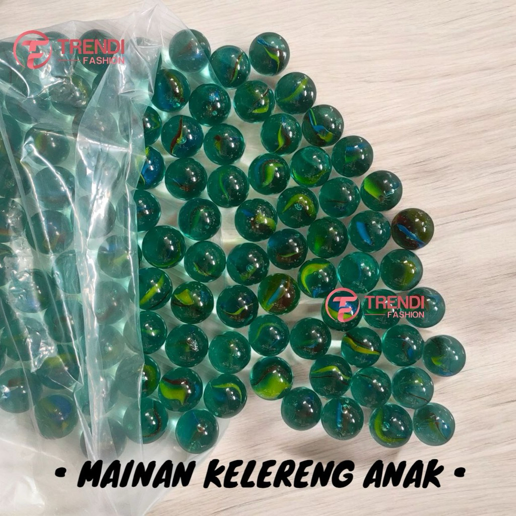 Mainan Kelereng Anak Kelereng Gundu Klereng Hijau Pelangi Isi 50pcs