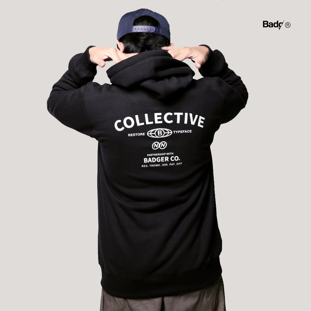 Badger Sweater Zipper Hoodie Collective Black