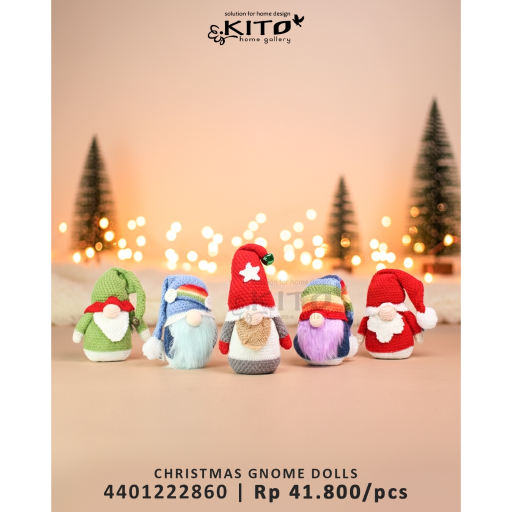 KITO rainbow gnome homedecorfor christmas/boneka gnome material knitted