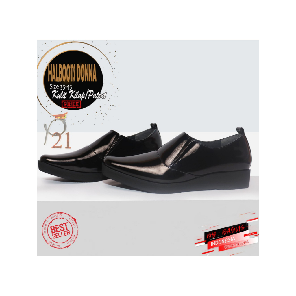 Sepatu P21 Halfboots Donna Pdh Polwan Kulit Asli