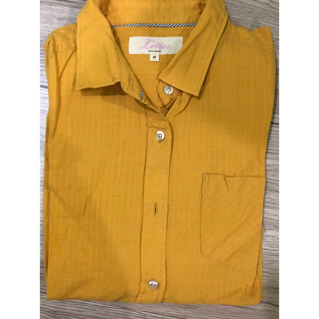 atasan kemeja wanita warna mustard