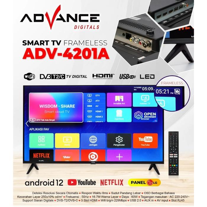 TV Advance ADV-4201A 42 Inch Smart Digital LED TV Frameless
