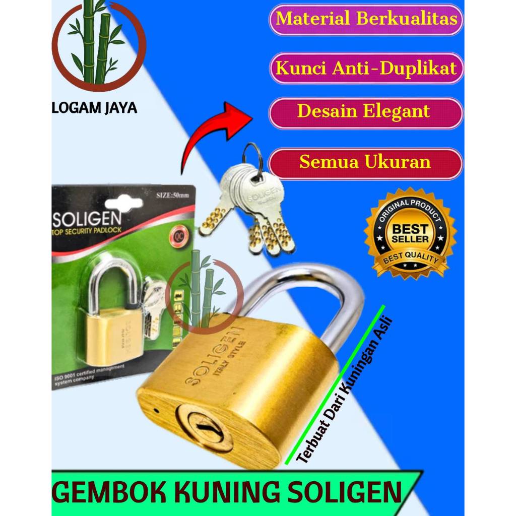 GEMBOK TEBAL SOLIGEN/GEMBOK KUNCI ANTI-DUPLIKAT SEMUA UKURAN