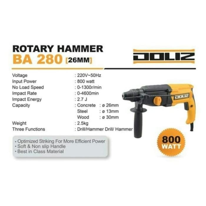 DOLIZ BA280 ROTARY HAMMER DRILL / MESIN BOR BETON/BOBOK  DOLIZ BA 280
