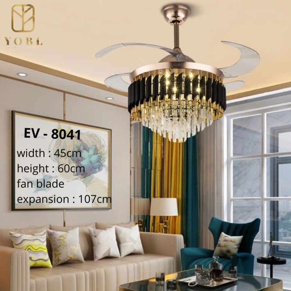 Lampu Kipas Ceiling Fan Modern Klasik LED Hitam