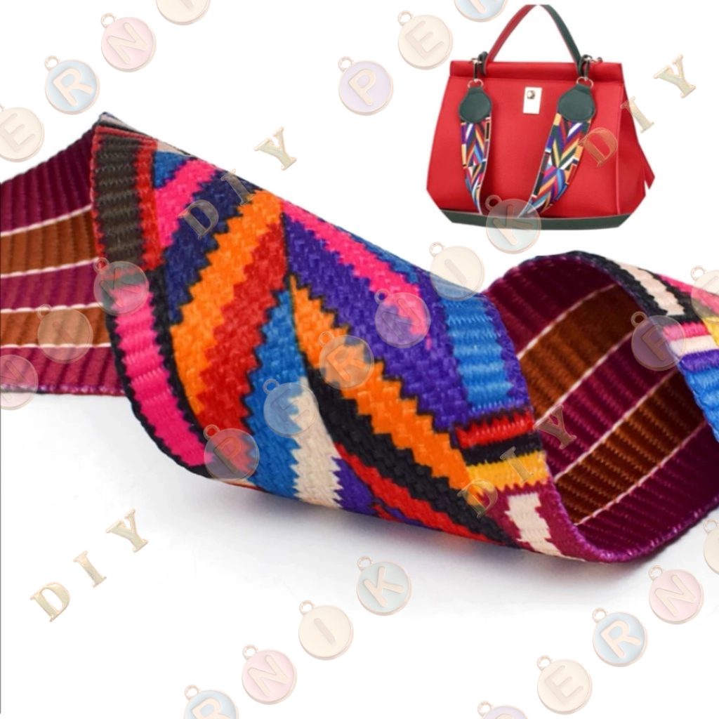 Asesoris Tas Tali Bisban / Webbing Motif Rainbow 4 cm (HALUS - IMPORT) - Aksesoris Tas (IMPORT)