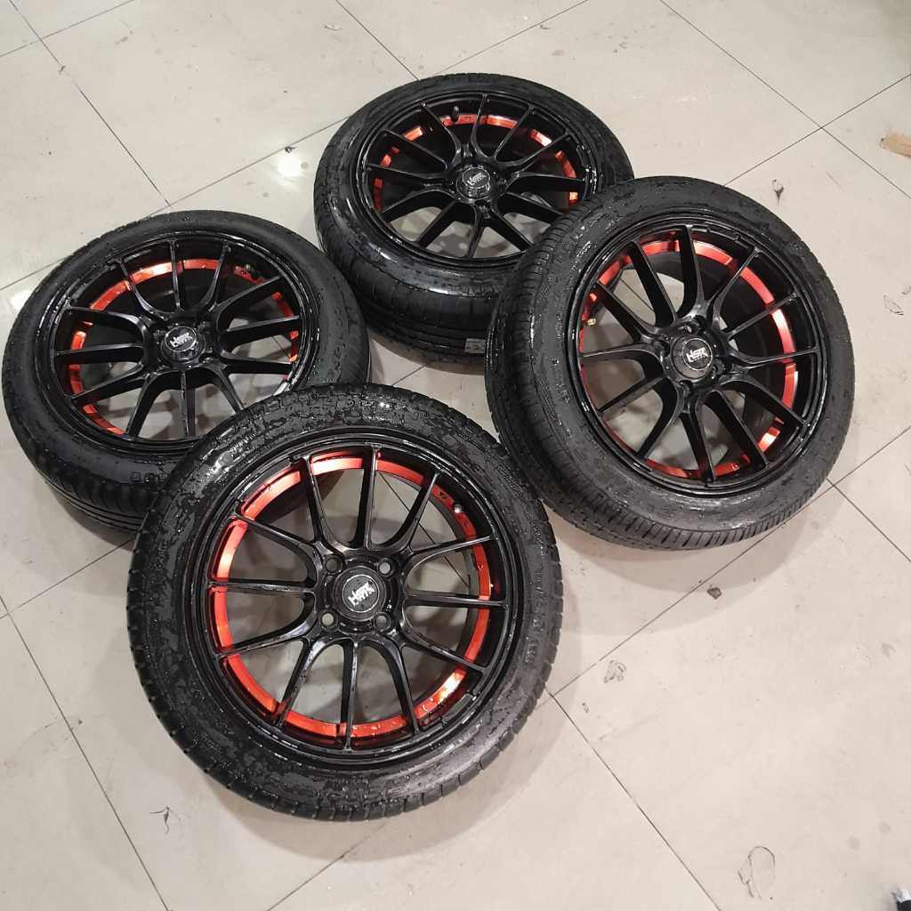 Velg Bekas Mobil Racing Sigra Ring 15 Lebar 7 Et40 Baut 4x100 + Ban 195/50 R15