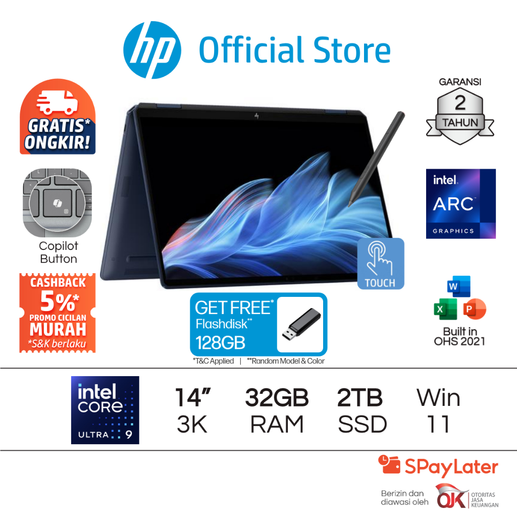 Laptop HP Spectre x360 - OmniBook Ultra Flip 14 [NEW] Intel Core Ultra 9 Arc 32GB RAM 2TB SSD Touchs