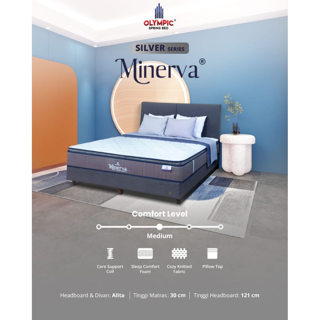 Springbed Olympic Silver Series| Minerva Comfort Level Medium Feel Tebal 30 cm