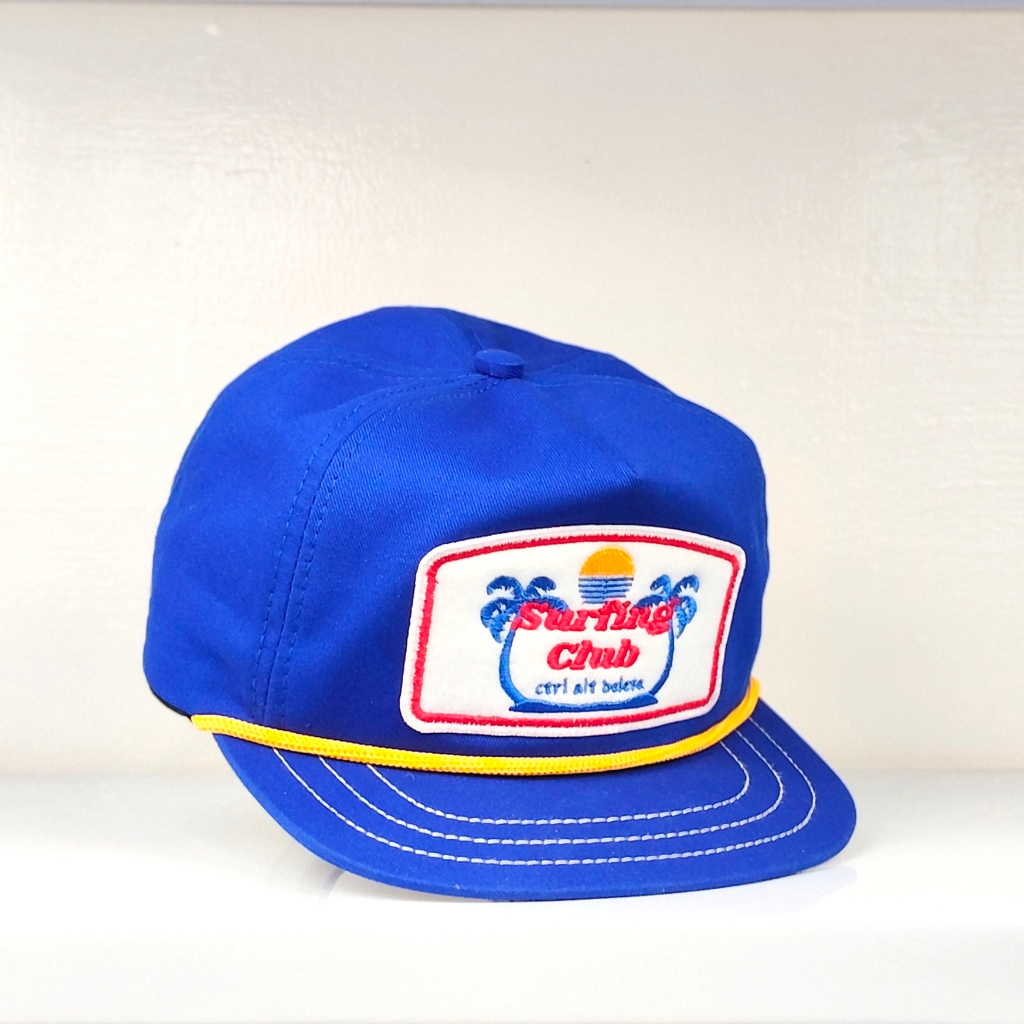 CAD Topi Tali Ropehat Logo Surfing Club Full Bordir Warna Biru  Cotton Twill Adjustable Pria Wanita
