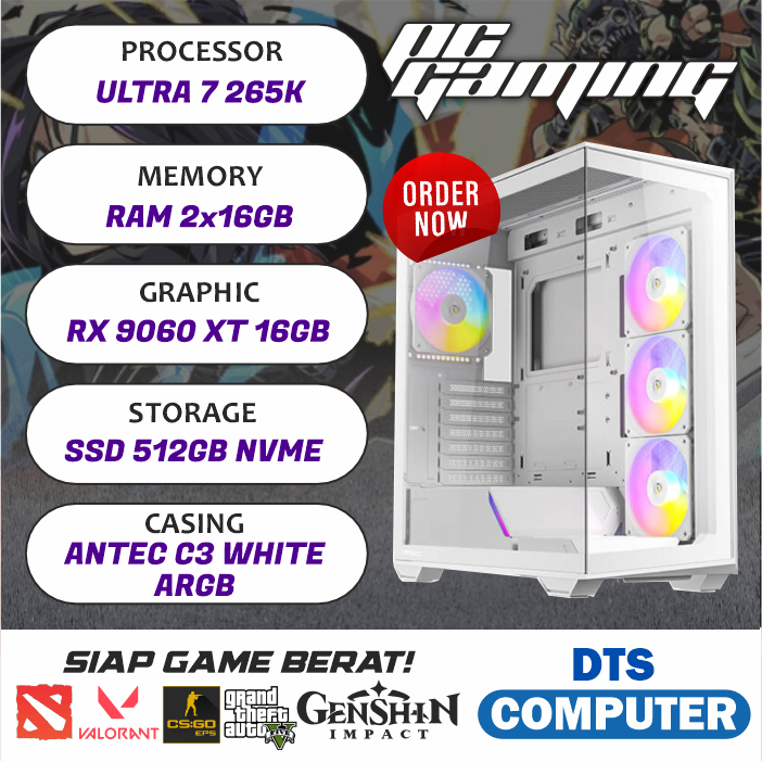 PC Gaming | Ultra 7 265K | RX 9060 XT 16GB WHITE | 512GB NVME | AIO CORSAIR