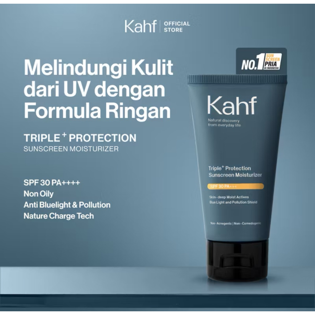 Kahf Triple+ Protection Sunscreen Moisturizer SPF 30 PA+++ Sunsreen Pria Moisturizer untuk pria tabi