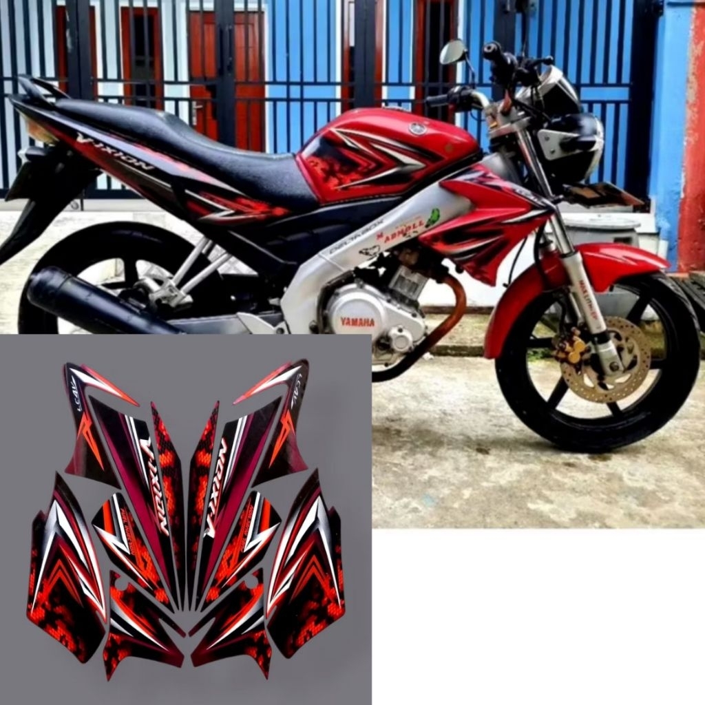 Stiker Striping Lis Body Motor Vixion Old 2008 Merah