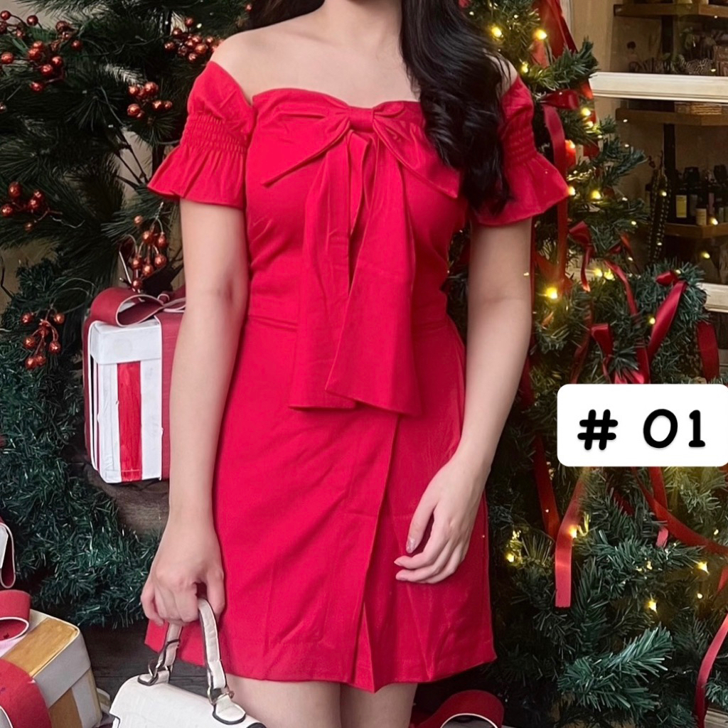 One Set Wanita/ One Set Merah/ Dress Wanita / Baju Natal