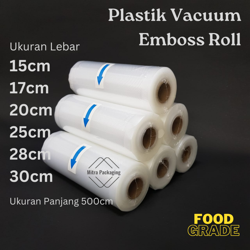 Plastik Vakum Emboss untuk Makanan Roll Vacum 5 Meter Emboss –Vacuum bag roll