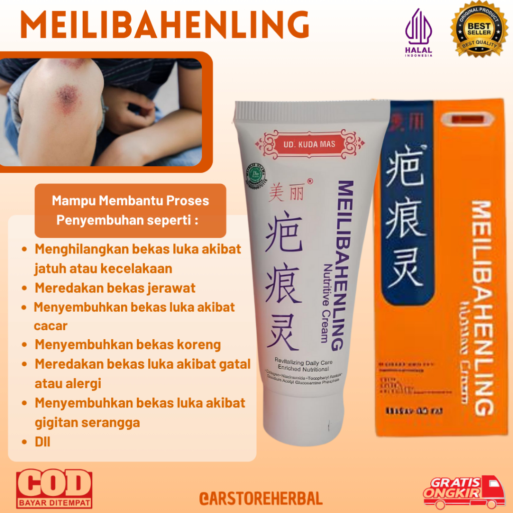 Krim Meilibahenling Asli BPOM Penghilang Bekas Luka Hitam & Bakar