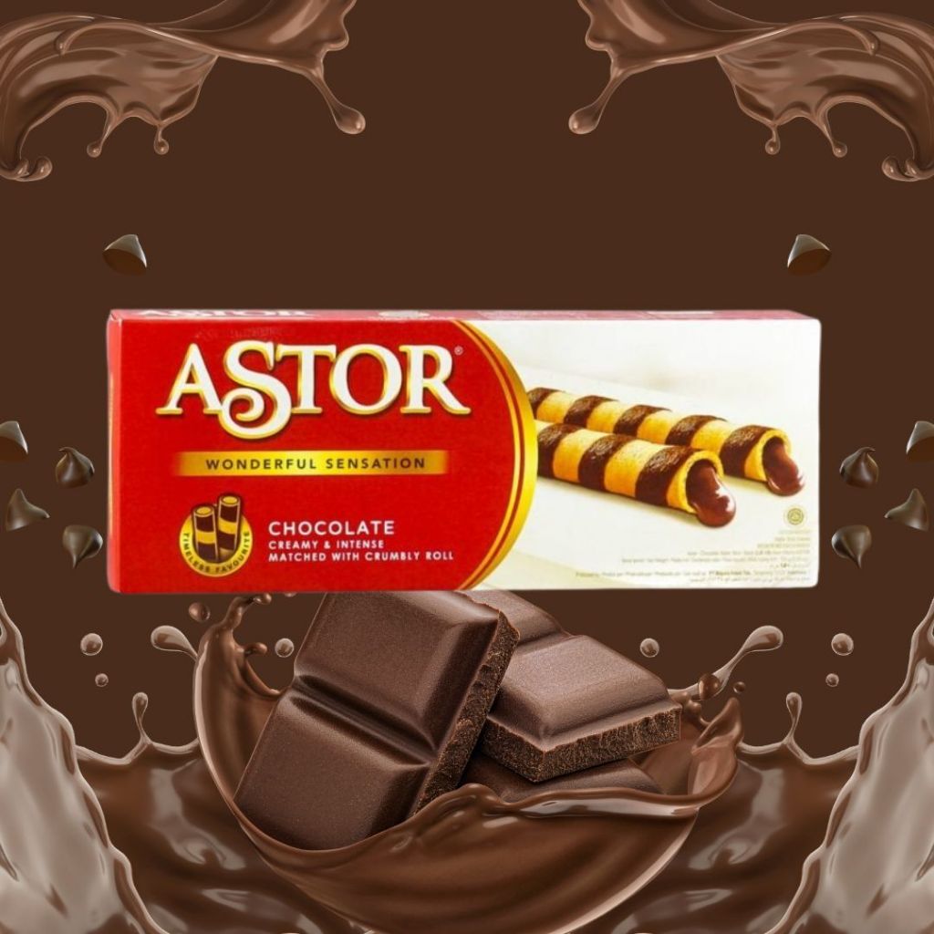 Astor Chocolate Wafer Roll Coklat 125 Gr / Astor Coklat