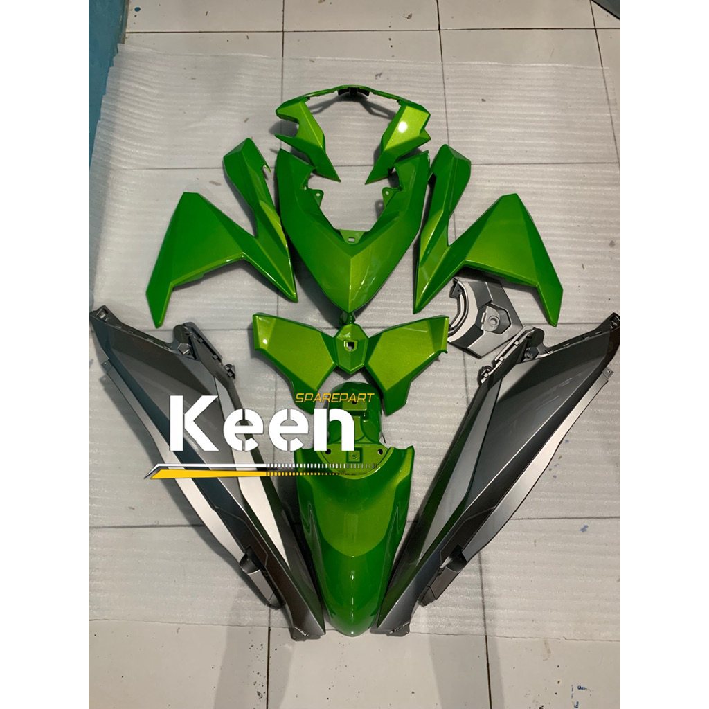 cover body full halus honda vario 125/150 led old lime green x silver