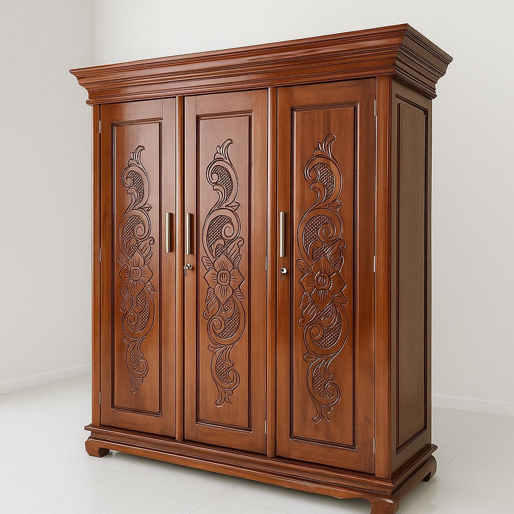 lemari jati / lemari kayu jati 3 pintu jumbo