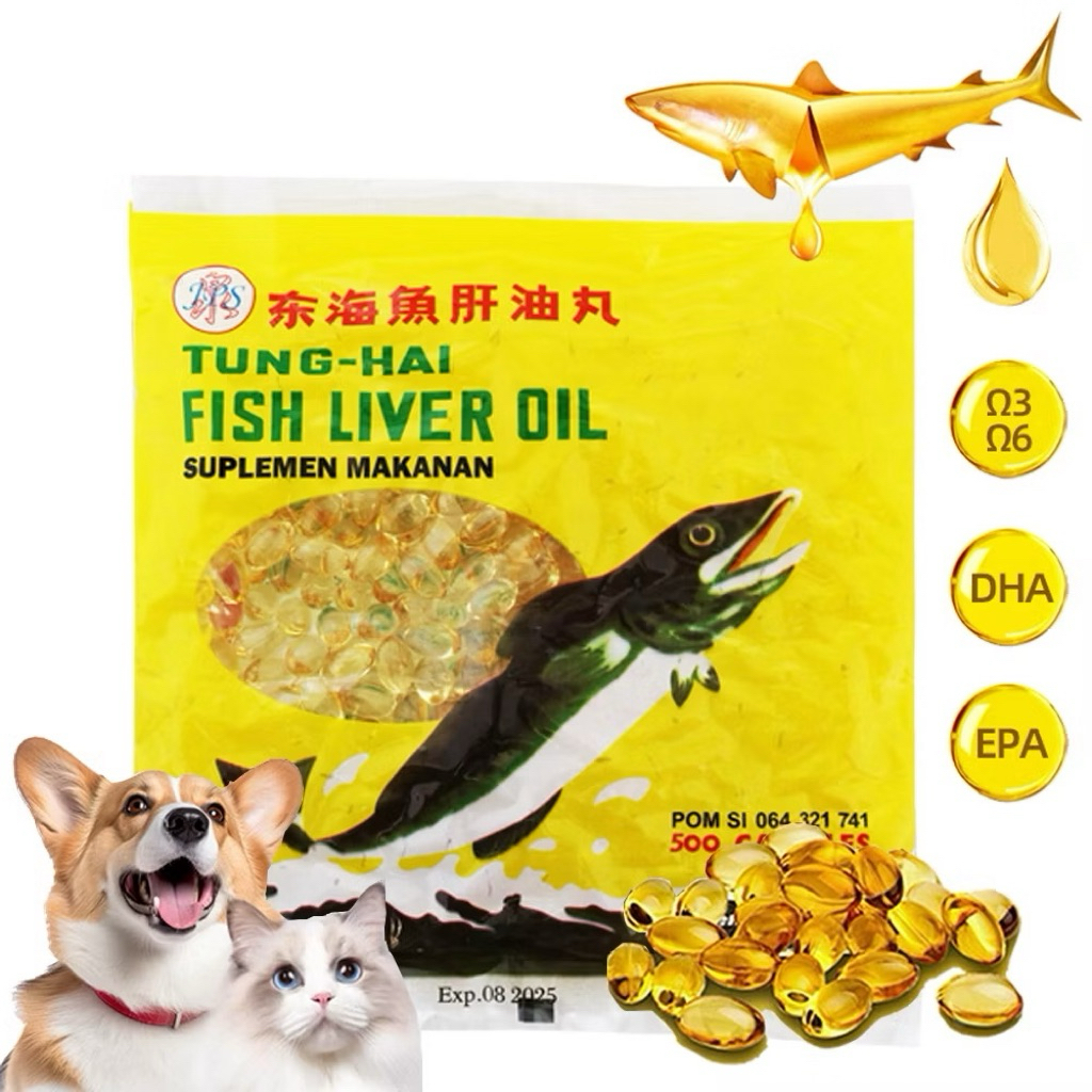 MINYAK IKAN TUNG HAI ISI 500BUTIR UNTUK ANJING DAN KUCING HEWAN PELIHARAAN
