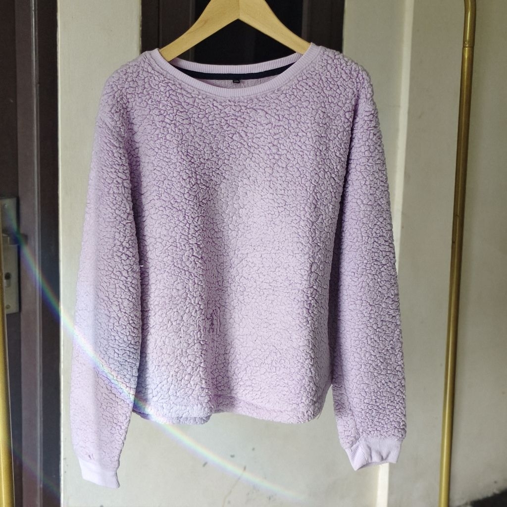 sweater lilac hangat wanita tebal empuk