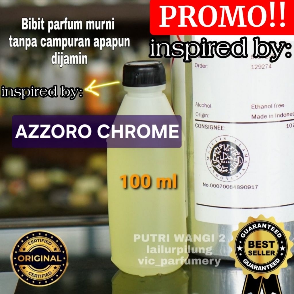 AZZARO chrome 100ML / 10ml/50ml BIBIT PARFUM MURNI original inspired parfume refil 15ml/20ml/30ml