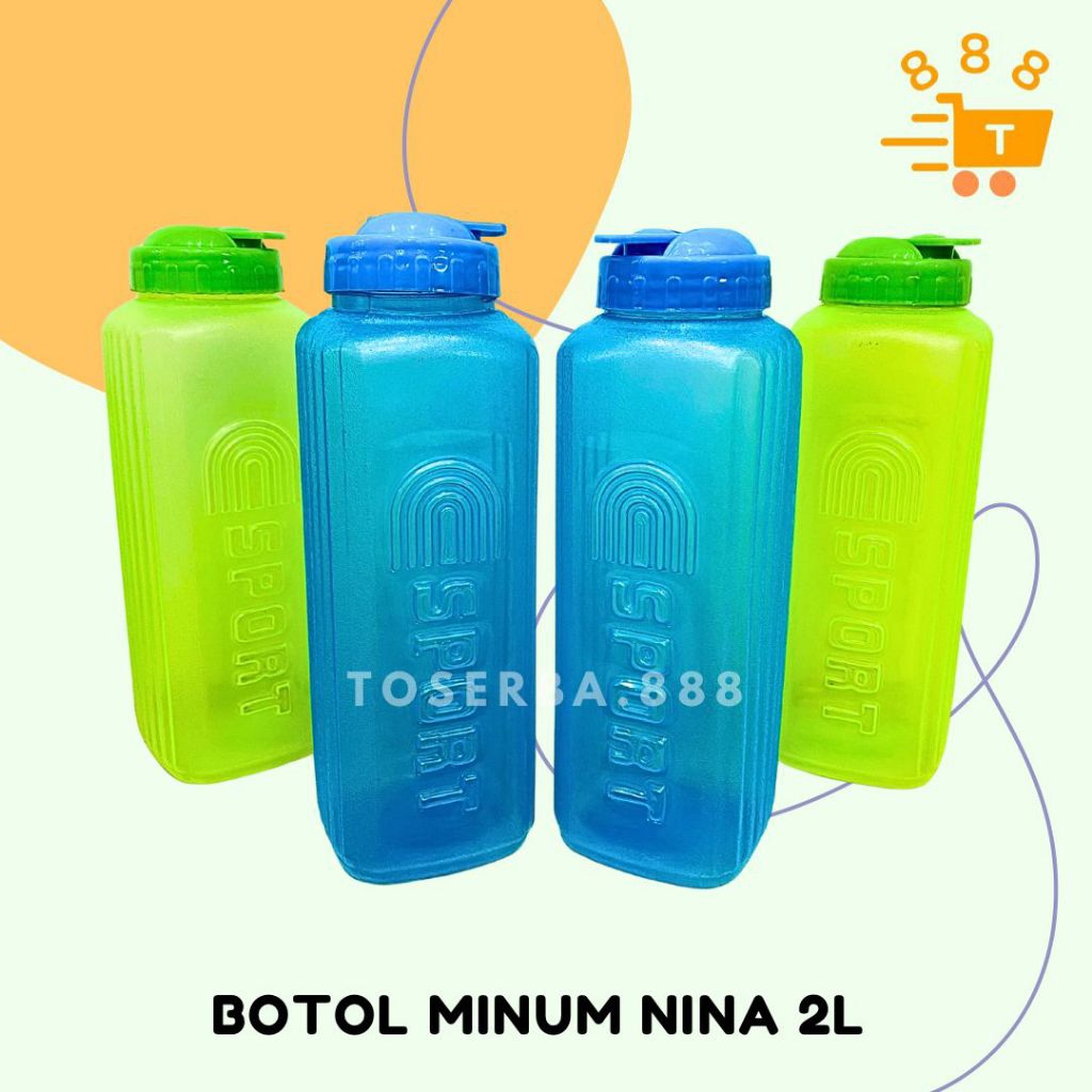Botol Minum Plastik Nina 2L Cool Pot Water Bottle Jumbo 2 Liter Teko Air Kulkas BPA Free Food Grade