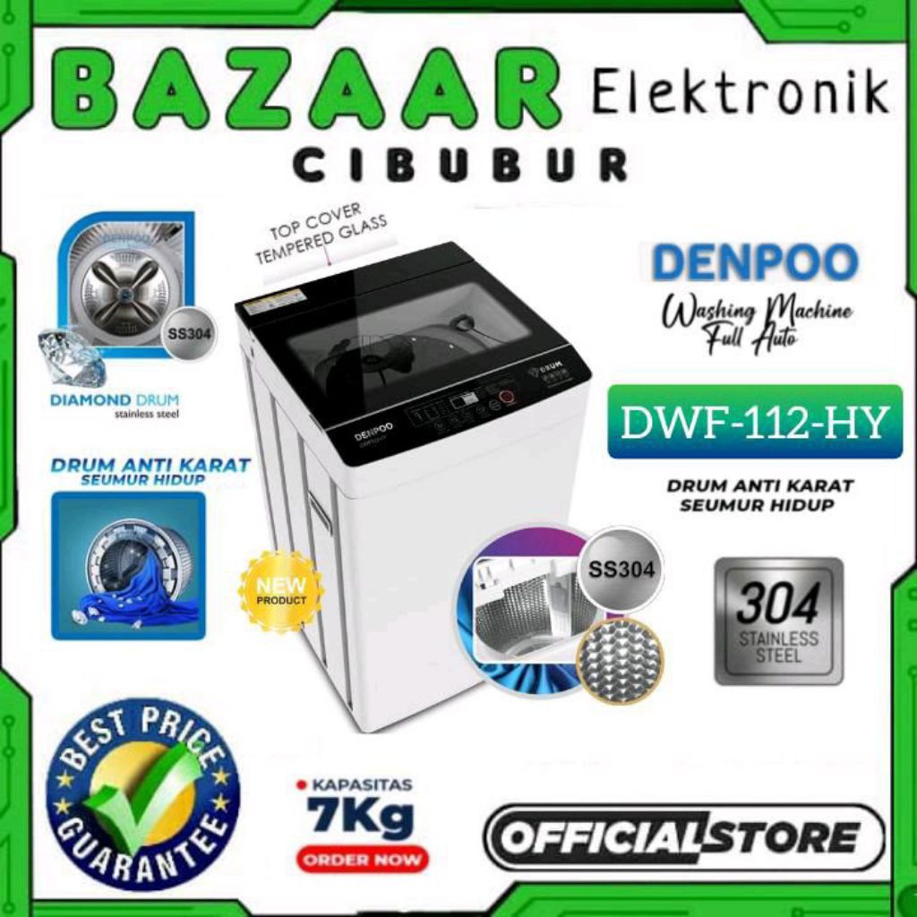 MESIN CUCI 1 TABUNG TOP LOADING DENPOO DWF 112 HY DWF112HY DWF112 7KG