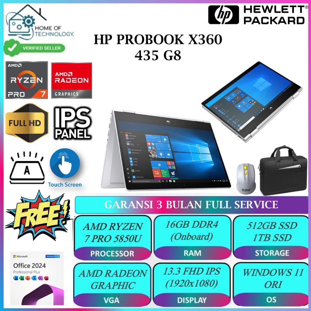 Laptop 2IN1 HP Probook X360 435 G8 AMD Ryzen 7 Pro 5850U 16GB 512GB 13.3 Full HD IPS Touch Screen
