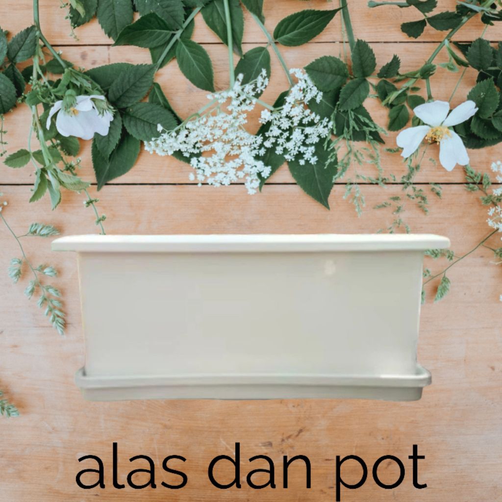 Pot Bunga Tanaman Panjang 50, Pot Panjang Polos Putih, Pot Tanaman