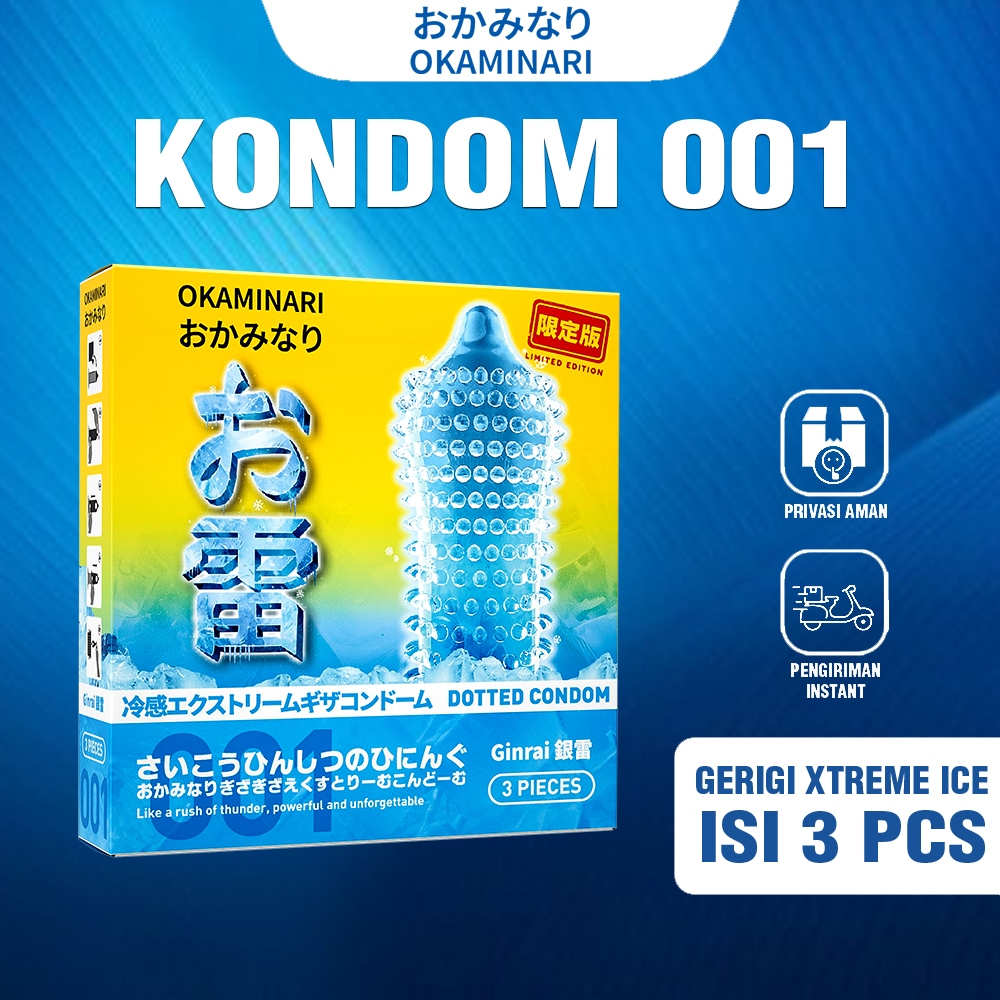Kondom Okaminari Ginrai Gerigi Xtreme Ice - Box Isi 3 Pcs