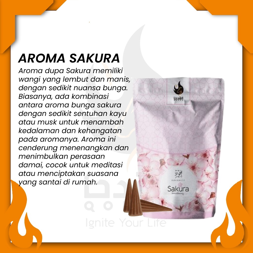 Dupa Kerucut Bukhur Qodha SAKURA Buhur Gaharu Qodha Aromaterapi