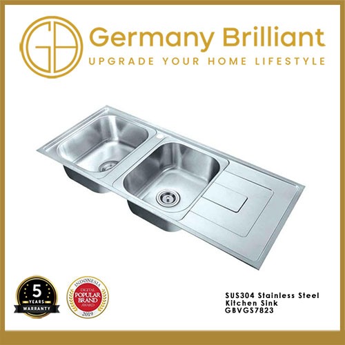 Germany Brilliant Kitchen Sink Bak Cuci Piring Dapur 2 Lubang GBVGS7823