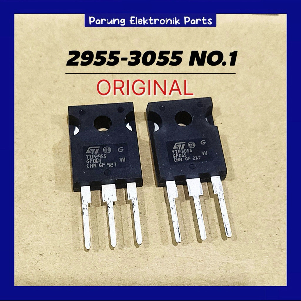 1 Set Tip 2955-3055 No.1 Asli Transistor TIP2955 TIP3055 Original