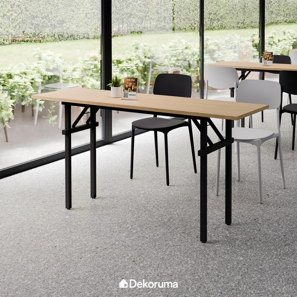 Dekoruma WELBY Meja Lipat Motif Kayu Serbaguna / Foldable Table / Meja Makan Portable MDF 150x45CM -