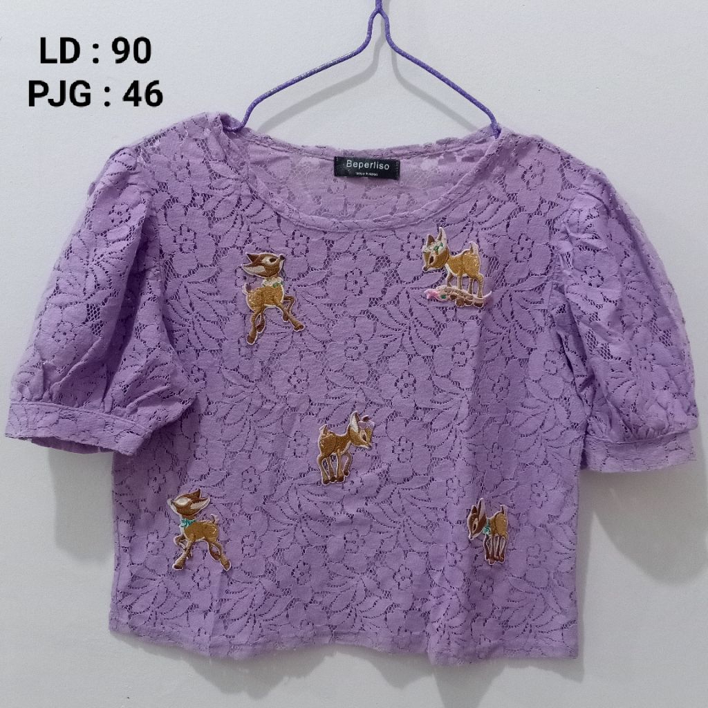 Atasan remaja crop brokat preloved