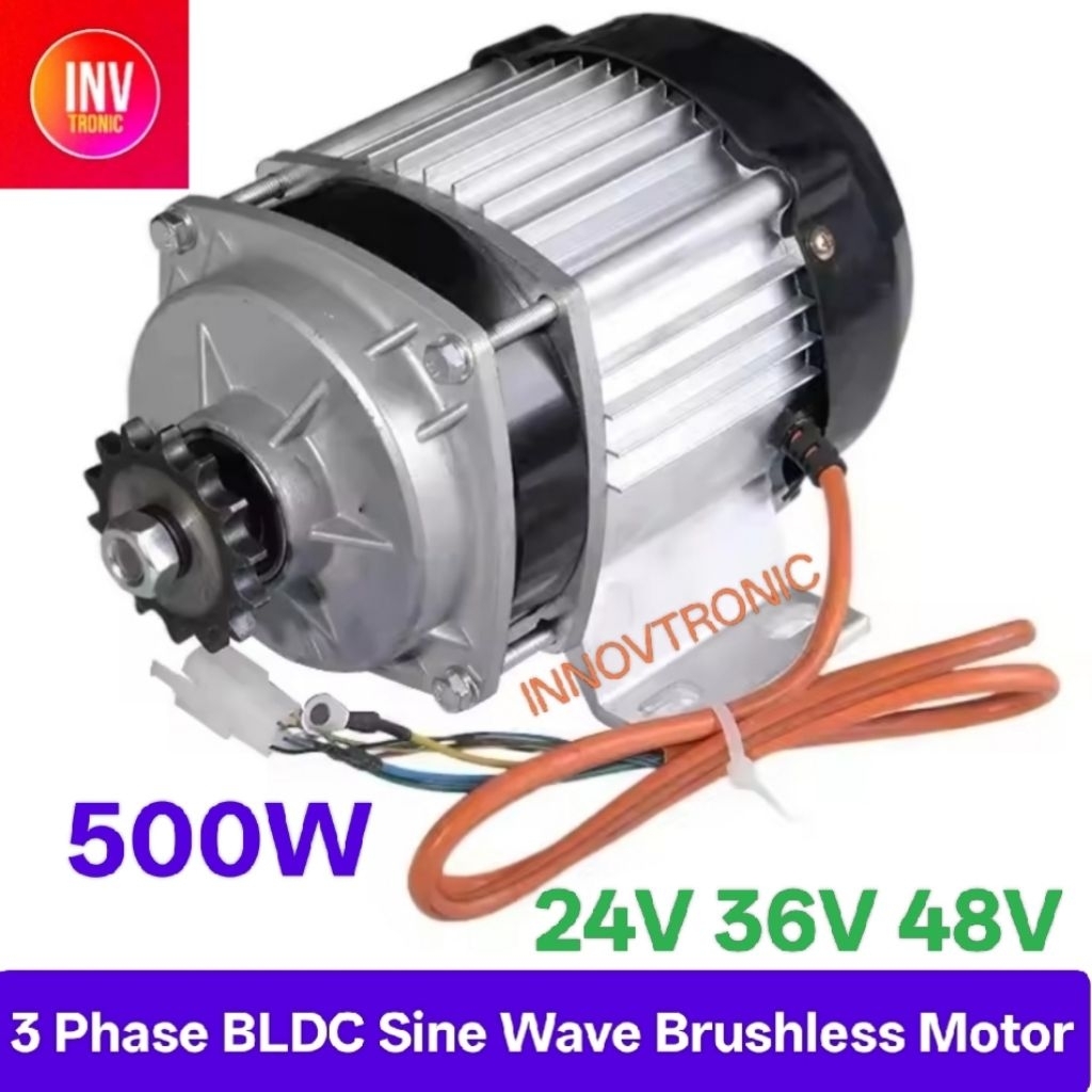 BLDC Dinamo Motor Listrik 24V 36V 48V 500W Sinewave Brushless Motor For Tricycles Sepeda Roda Tiga