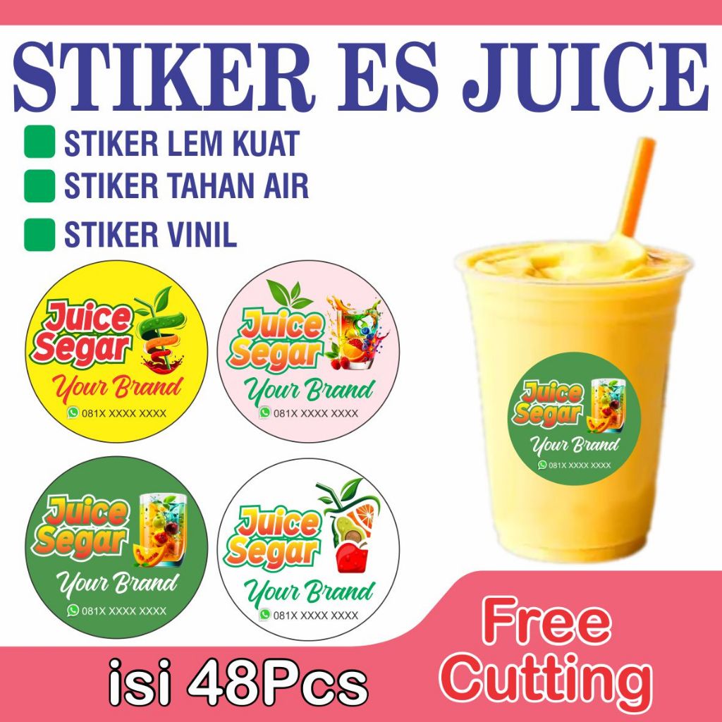 Stiker Gelas Minuman Jus | stiker Anti Air | stiker minuman kekinian