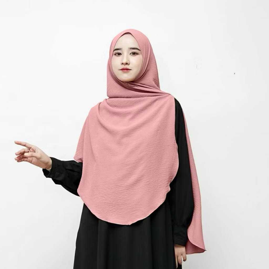 Hijab Pasmina Oval Jumbo Crinkle Airflow | Kerudung Oval Crinkle Size L Dan XL | Kerudung Pasmina Ca