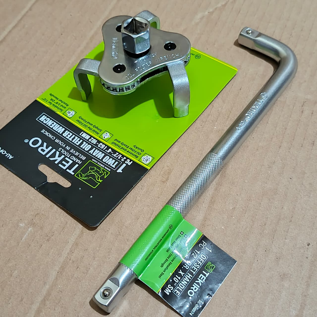 Promo Kunci Pembuka Filter Oli Tekiro 3 Kaki + Gagang Sok L 1/2" 10 Inch Paket Lengkap Murah