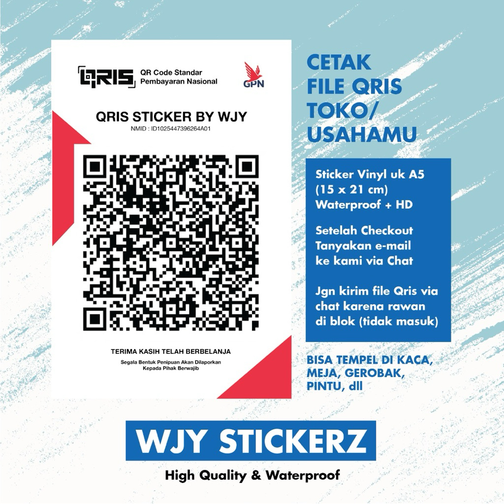 CETAK QRIS TOKO USAHA STIKER VINYL STIKER TEMPEL QRIS