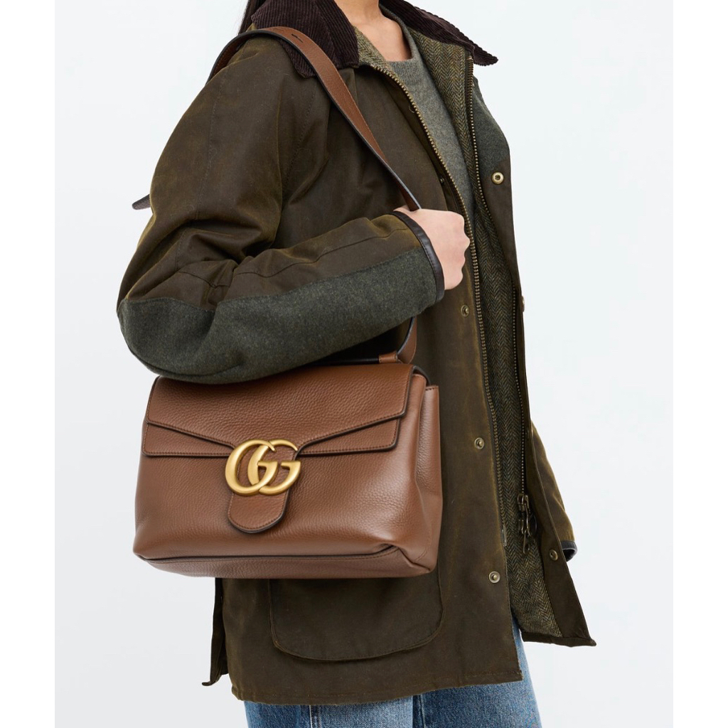 Gucci Authentic GG Marmont Leather Messenger Shoulder Bag PL